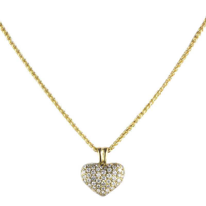 18k Yellow Gold Diamond Set Heart Pendant 1.00ct | Rich Diamonds